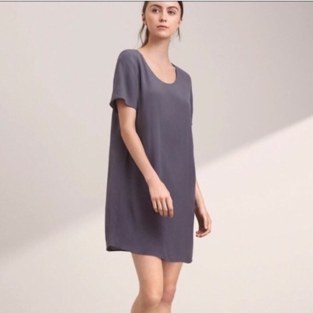 Aritzia Wilfred Free Stone Navy Blue Short Sleeve Scoop Neck Shift Dress Size XS